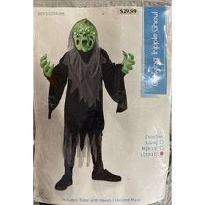 Glowing Tripple Ghoul costume child Size Large 10-12 Scary Zombie‎ New